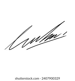 Abstract signature letter L. Vector illustration with black lettering and transparent background.