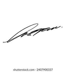 Abstract signature letter L. Vector illustration with black lettering and transparent background.