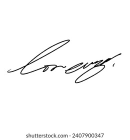 Abstract signature letter L. Vector illustration with black lettering and transparent background.