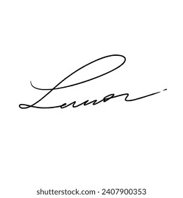 Abstract signature letter L. Vector illustration with black lettering and transparent background.