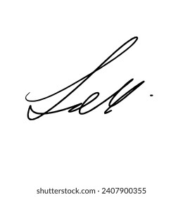 Abstract signature letter L. Vector illustration with black lettering and transparent background.