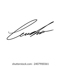 Abstract signature letter L. Vector illustration with black lettering and transparent background.