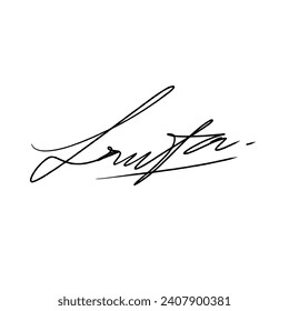 Abstract signature letter L. Vector illustration with black lettering and transparent background.