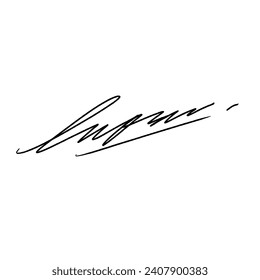 Abstract signature letter L. Vector illustration with black lettering and transparent background.