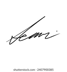Abstract signature letter L. Vector illustration with black lettering and transparent background.