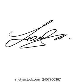 Abstract signature letter L. Vector illustration with black lettering and transparent background.