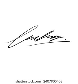 Abstract signature letter L. Vector illustration with black lettering and transparent background.