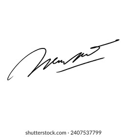 Abstract signature letter N for documents. Vector illustration with black writing and transparent background.