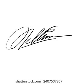 Abstract signature letter N for documents. Vector illustration with black writing and transparent background.