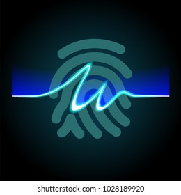 Abstract signature on fingerprint background, fingerprints scanning process - access control system, security, data protection