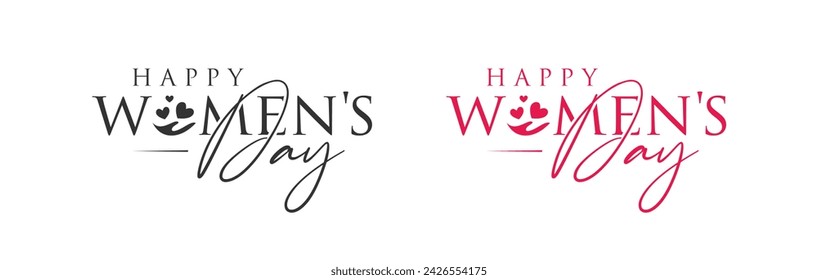 Abstract signature type style happy women's day logo, happy women's day, love hand logo design
