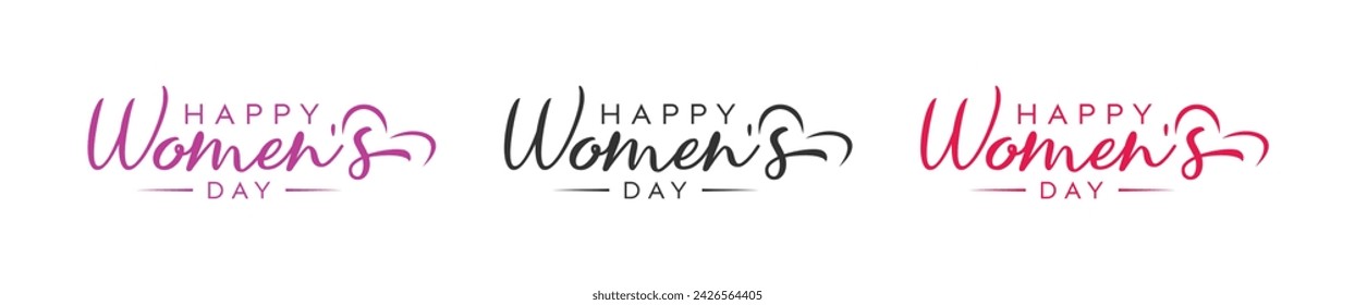 Abstract signature type style happy women's day logo, International Women's day, love shape logo design