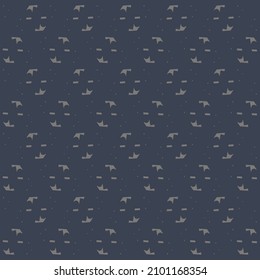 Abstract signs, dashes and dots. Simple pattern in two shades of blue.