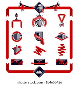 Abstract Signs Ribbons Sale and Discount Badges Isolated Vector Illustration