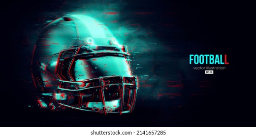 Abstract silhouette of a american football helmet man in action isolated blue background. Vector illustration