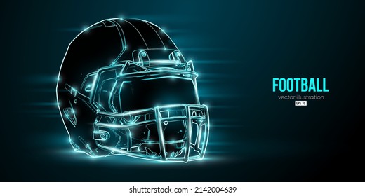 Abstract silhouette of a american football helmet man in action isolated blue background. Vector illustration