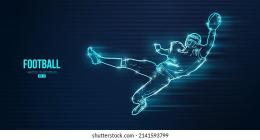 Abstract silhouette of a american football player man in action isolated blue background. Vector illustration