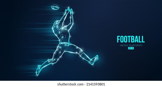 Abstract silhouette of a american football player man in action isolated blue background. Vector illustration