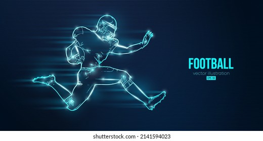 Abstract silhouette of a american football player man in action isolated blue background. Vector illustration