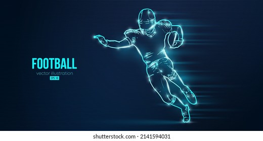 Abstract silhouette of a american football player man in action isolated blue background. Vector illustration