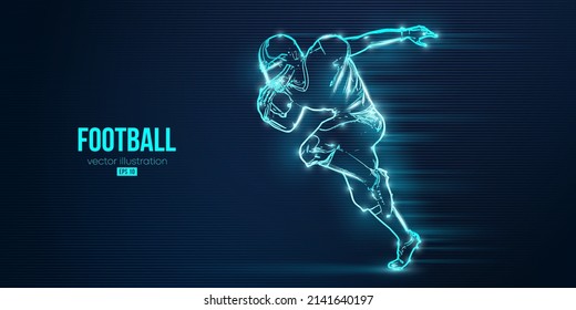 Abstract silhouette of a american football player man in action isolated blue background. Vector illustration