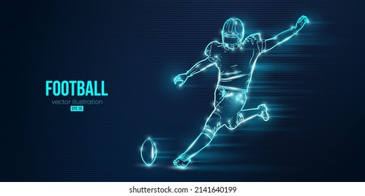 Abstract silhouette of a american football player man in action isolated blue background. Vector illustration