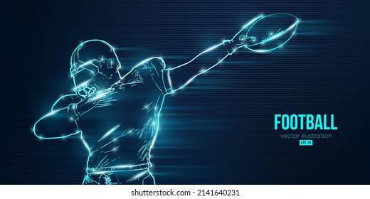 Abstract silhouette of a american football player man in action isolated blue background. Vector illustration