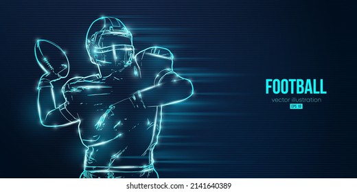 Abstract silhouette of a american football player man in action isolated blue background. Vector illustration