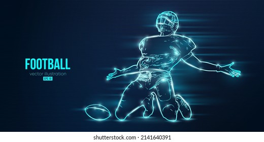 Abstract silhouette of a american football player man in action isolated blue background. Vector illustration