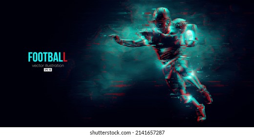 Abstract silhouette of a american football player man in action isolated blue background. Vector illustration