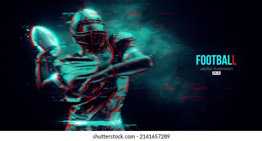 Abstract silhouette of a american football player man in action isolated blue background. Vector illustration