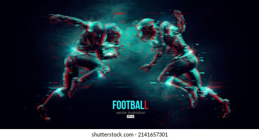 Abstract silhouette of a american football player man in action isolated blue background. Vector illustration