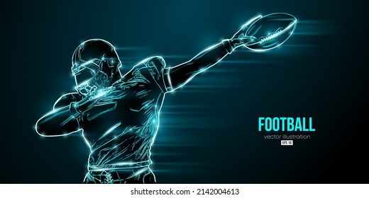 Abstract silhouette of a american football player man in action isolated blue background. Vector illustration
