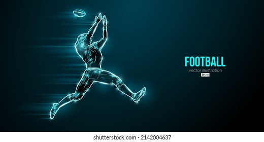 Abstract silhouette of a american football player man in action isolated blue background. Vector illustration
