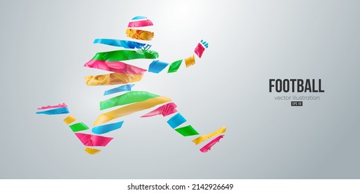 Abstract silhouette of a american football player man in action isolated white background. Vector illustration