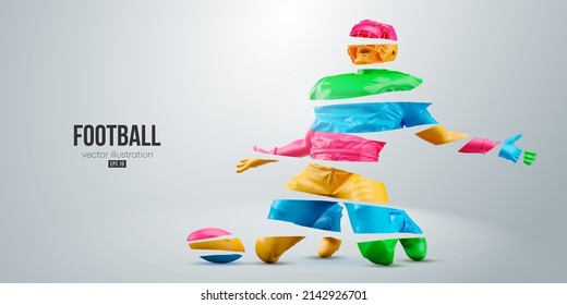 Abstract silhouette of a american football player man in action isolated white background. Vector illustration