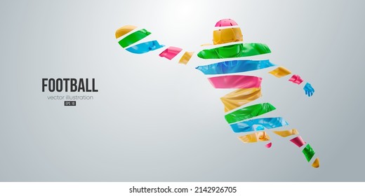 Abstract silhouette of a american football player man in action isolated white background. Vector illustration