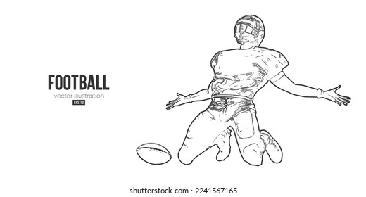 Abstract silhouette of an american football player man in action isolated white background. Vector illustration