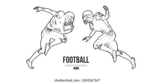 Abstract silhouette of an american football player man in action isolated white background. Vector illustration