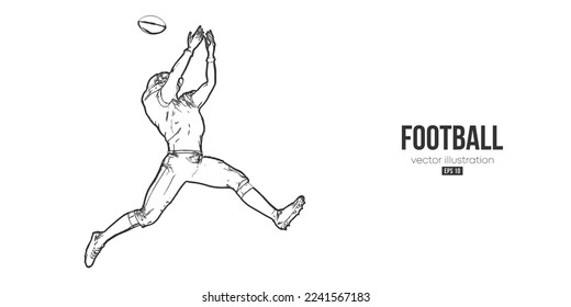 Abstract silhouette of an american football player man in action isolated white background. Vector illustration