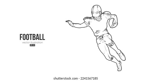 Abstract silhouette of an american football player man in action isolated white background. Vector illustration