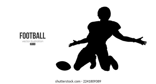 Abstract silhouette of a american football player man in action isolated white background. Vector illustration