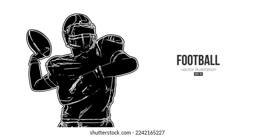 Abstract silhouette of a american football player man in action isolated white background. Vector illustration