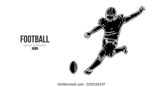 Abstract silhouette of a american football player man in action isolated white background. Vector illustration