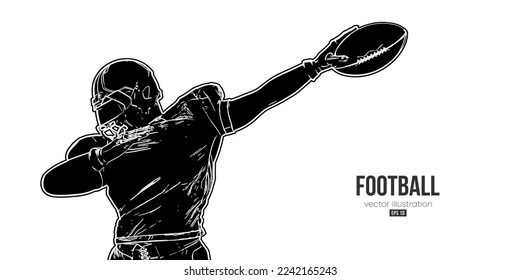 Abstract silhouette of a american football player man in action isolated white background. Vector illustration