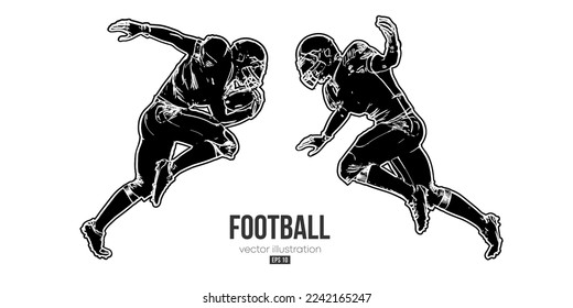 Abstract silhouette of a american football player man in action isolated white background. Vector illustration