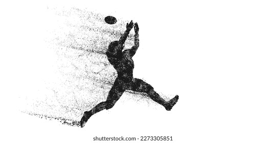 Abstract silhouette of a american football player man in action isolated white background. Vector illustration