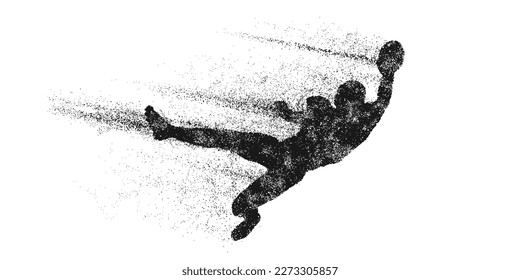 Abstract silhouette of a american football player man in action isolated white background. Vector illustration