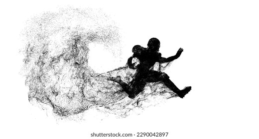 Abstract silhouette of a american football player man in action isolated white background. Vector illustration