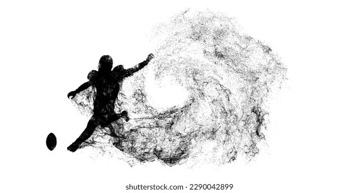 Abstract silhouette of a american football player man in action isolated white background. Vector illustration